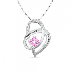 Collar de corazón personalizado con piedra de nacimiento
