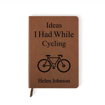 Personlig anteckningsbok med cykelidéer och namn, A5-läderanteckningsbok med inspiration för cykel, födelsedags-/årsdags-/pensionspresent för cykelälskare/cyklister