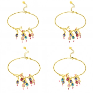 Bracciale Pietra portafortuna personalizzato ramo di un albero genealogico