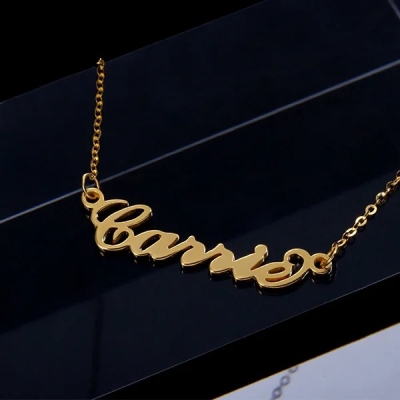 Collana personalizzata con nome Carrie in oro massiccio 10K/14K/18K, regalo per donne, mogli, mamme, fidanzate, figlie, amiche