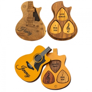 Gepersonaliseerde houten plectrums met koffer