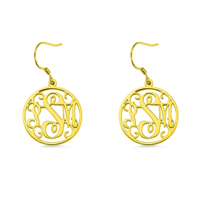 Cirkel Monogram initiala örhängen i guld