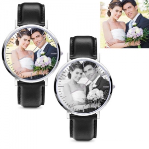 Reloj de muñeca de cuero con fotografía personalizada para regalar y recuerdo unisex