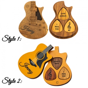 Gepersonaliseerde houten plectrums met koffer