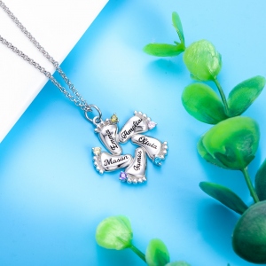 Collana per bambini personalizzata Birthstone Piedi per madre