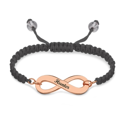 Graverat infinity symbol ledningsarmband i rosaguld