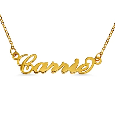 Collana personalizzata con nome Carrie in oro massiccio 10K/14K/18K, regalo per donne, mogli, mamme, fidanzate, figlie, amiche