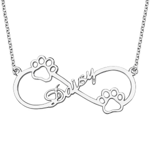 Adorable collar de infinitivo con zarpa de perro en plata de ley