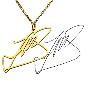 Collar personalizado con su firma de plata bañada en oro