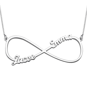Collar de infinito con dos nombres en plata de ley