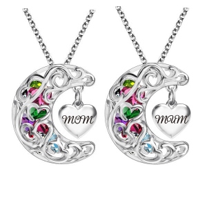 Collar MOM(MUM) chapado en platino "To The Moon And Back Cage"